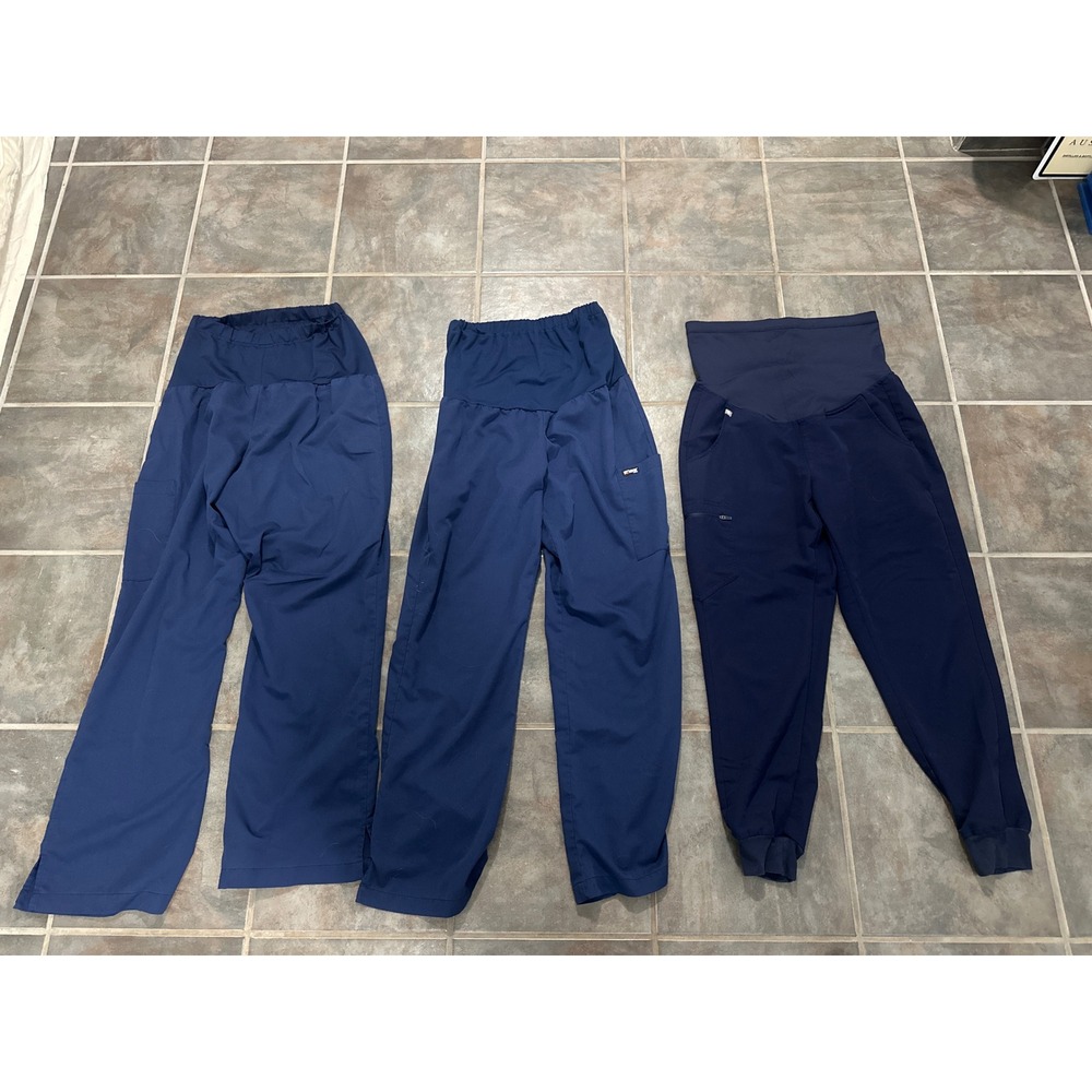 FIGS & Greys Anatomy Maternity Scrub Pants Bundle Navy Blue Small 3 Pairs